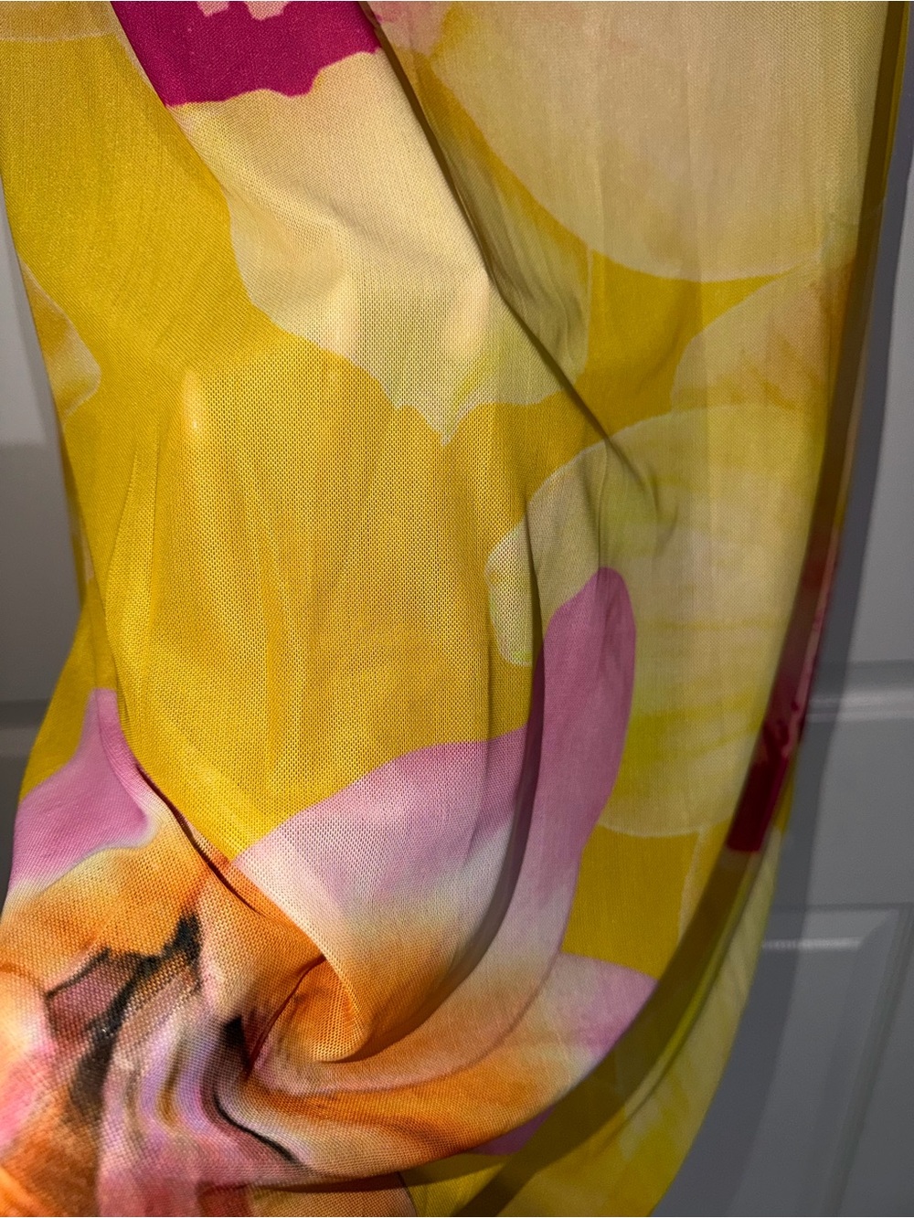 Commense Yellow Floral Swim Cover-up Skirt with Pink & Orange Blooms: Size M - Picture 5 of 5
